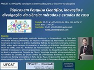 Pesquisa Cientifica, inovação e Divulgação da Ciência Pesquisa Cientifica, inovação e Divulgação da Ciência