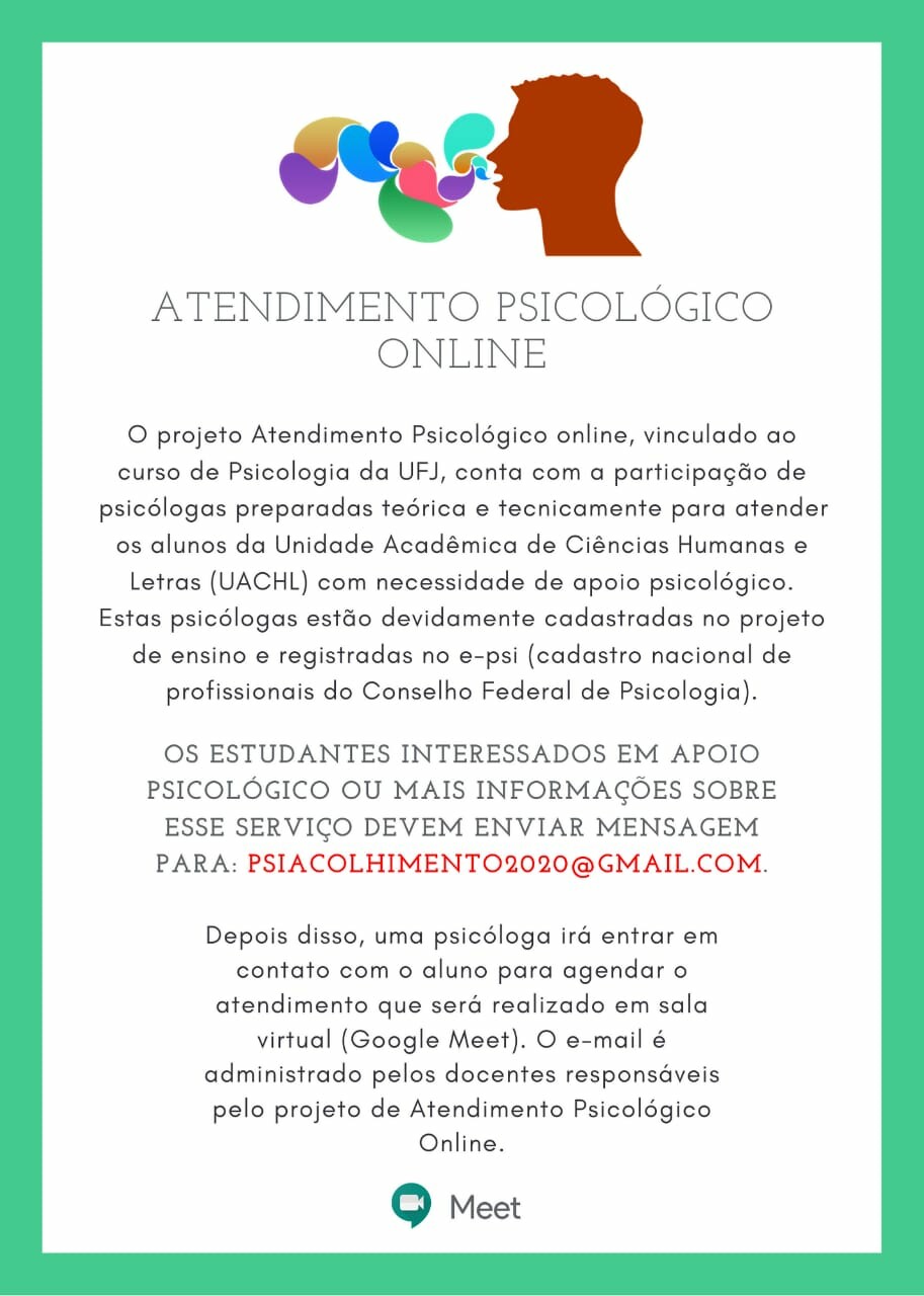 Imagem de divulgação do projeto "Atendimento Psicológico Online"