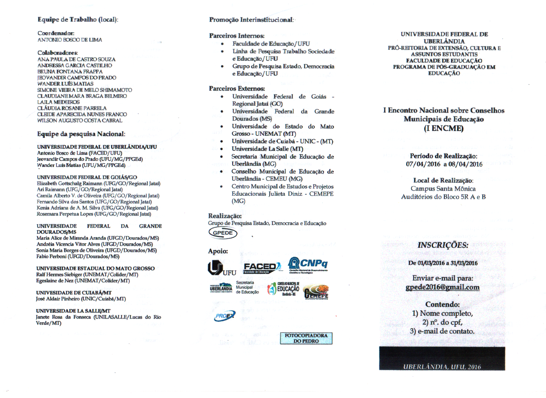I ENCME - Uberl&acirc;ndia-MG