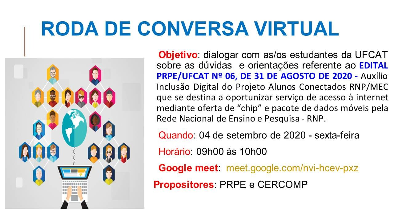 RODA DE CONVERSA SLIDE 2 EDITAL Nº 06 2020
