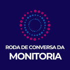 Roda de Conversa da Monitoria - em um fundo azul escuro lê-se em branco "roda de conversa da monitoria". Sobre o texto há um símbolo constituídos de três círculos concêntricos, feitos de pontos de diferentes tamanhos, nas cores rosa e azul claro.