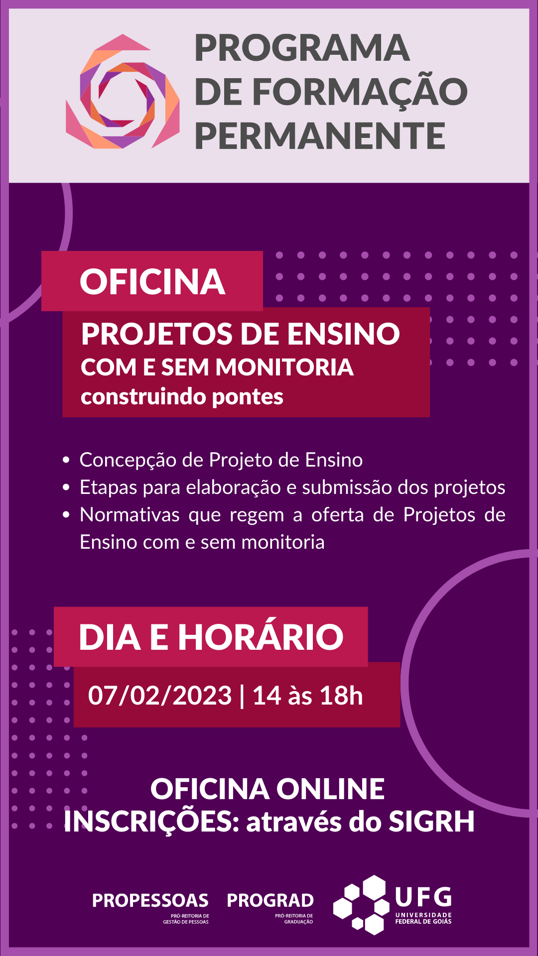 Oficina Projetos de Ensino com e sem monitoria: construindo pontes 2023