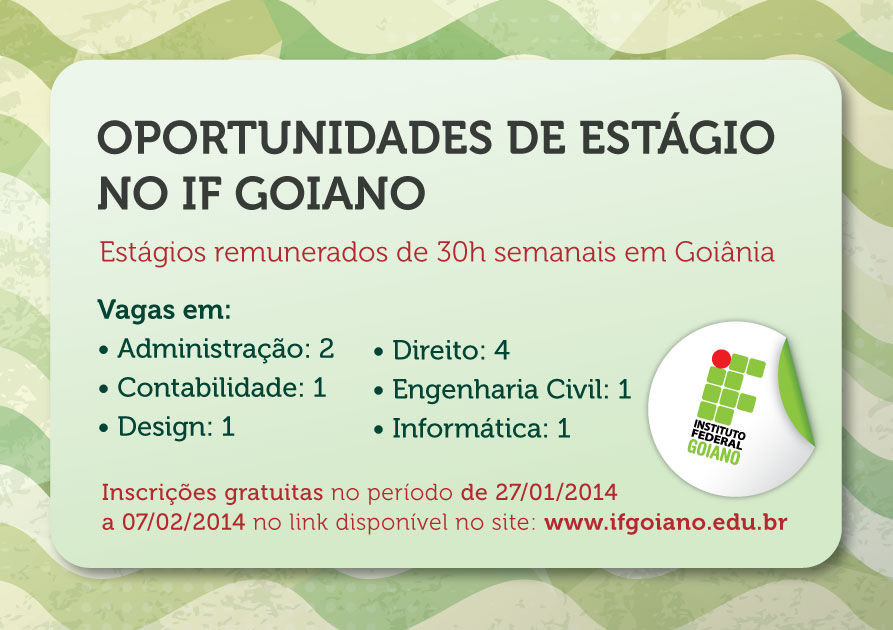 Oportunidade de estagio IFGoiano