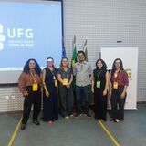 Equipe do Cidarq na Etapa Goiás da 2ª Conferência Nacional de Arquivos: da esq. para dir. Luciana da Silva de Lima, Flávia de Castro Souza, Margarete Sotero da Mota,Paulo Eduardo de Oliveira Neto, Brenda Cristina Cabral Silva e Luciana Pedroza.