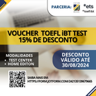 Voucher toefl iBT agosto 15%