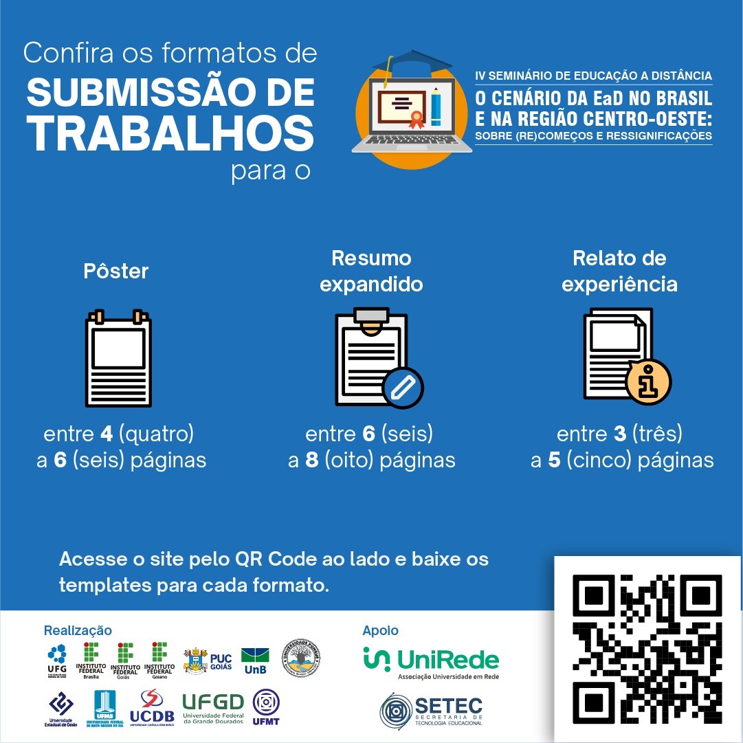 Submissão dos trabalhos Seminário